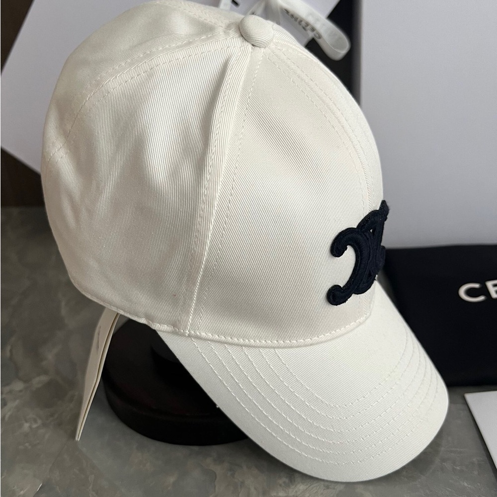 Celine Triomphe unisex Adjustable Baseball Cap Hat in white - Picture 3 of 7